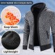 남성용 JYG 카디건 스웨터 풀 지퍼 플리스 안감 슬림핏 니트 스웨터(2개의 전면 포켓 포함)