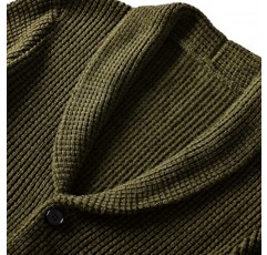 ZHILI 남성 캐주얼 슬림 두꺼운 니트 숄 칼라 카디건 스웨터 포켓