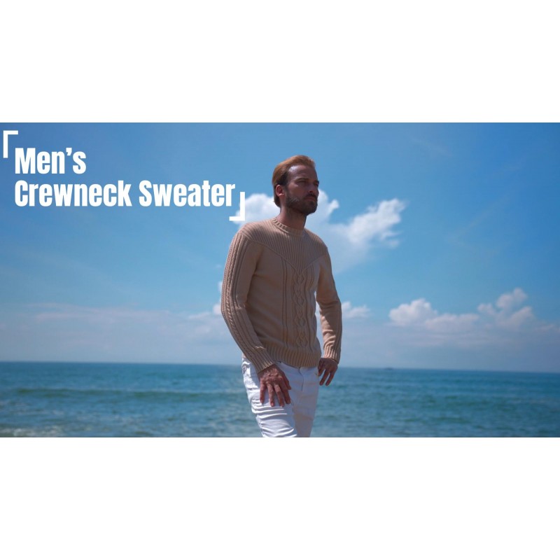 PJ PAUL JONES 남성 크루넥 스웨터 경량 슬림핏 긴 소매 케이블 니트 스웨터