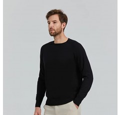 GreenMount 남성용 100% 소모사 캐시미어 라글란 스웨터 봄 여름용 긴 소매 크루넥 스웨터