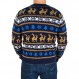 Festified 남성용 복고풍 험핑 순록 스웨터(블루) - 어글리 크리스마스 스웨터(대형)