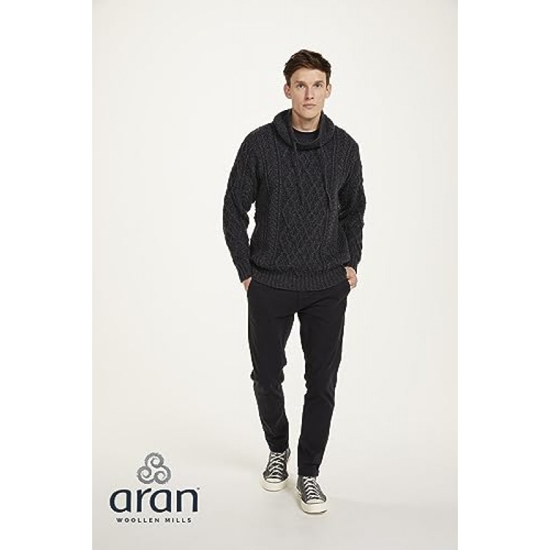 Arran Woolen Mills - 조임 끈이 있는 남성용 메리노 울 스웨터 Made in Ireland