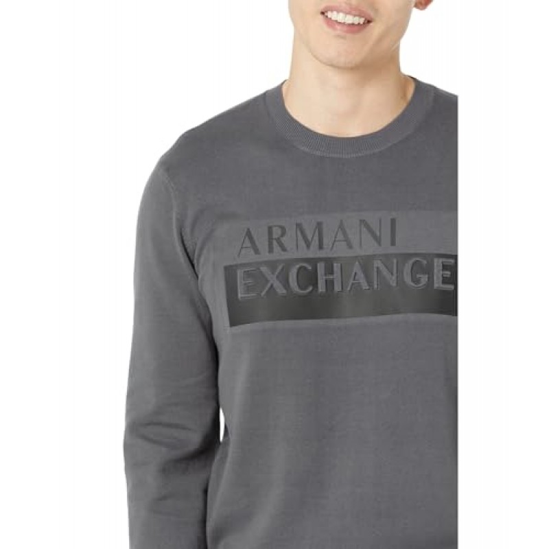 A|X ARMANI EXCHANGE 남성용 엠보싱 콘트라스트 박스 로고 스웨터