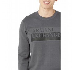 A|X ARMANI EXCHANGE 남성용 엠보싱 콘트라스트 박스 로고 스웨터