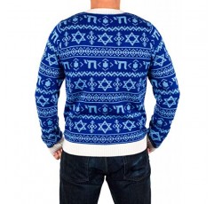 Festified 남성용 차누카는 푸나카 어글리 하누카 스웨터입니다(블루 색상)(대형)