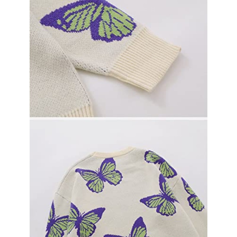 Aelfric Eden Mens 패션 그래픽 니트 스웨터 오버 사이즈 Streewear 풀오버 스웨터 빈티지 캐주얼 긴팔상의