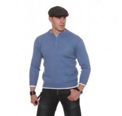 Gamboa - 남성용 버튼 알파카 스웨터 - 스카이 블루