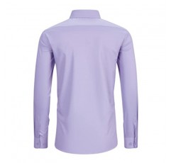 FAHIZO 남성용 드레스 셔츠 레귤러핏 솔리드 캐주얼 비즈니스 정장 긴팔 버튼다운 셔츠 포켓 포함