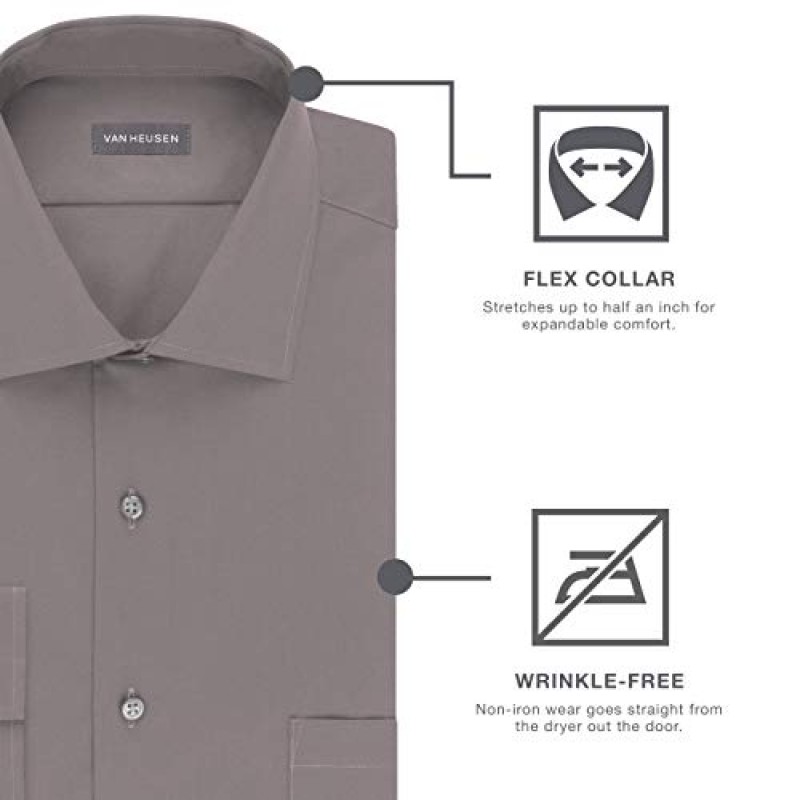 Van Heusen 남성 드레스 셔츠 레귤러핏 플렉스 칼라 체크