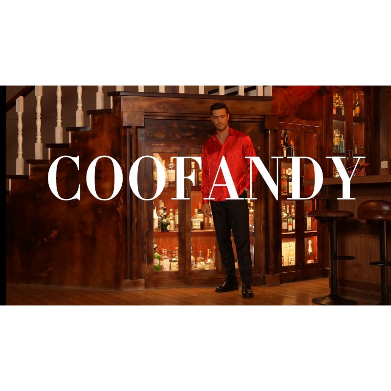 COOFANDY 남성용 실크 새틴 드레스 셔츠 자카드 긴 소매 꽃 버튼 업 셔츠 파티 댄스 파티 웨딩 셔츠