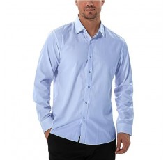 DELCARINO 남성용 드레스 셔츠 스테인 쉴드 스트레치 슬림 피트 셔츠 링클 프리 포멀 비즈니스 버튼 다운 셔츠