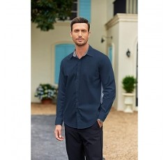 COOFANDY 남성 비즈니스 드레스 셔츠 긴 소매 레귤러 피트 패션 셔츠 코튼 캐주얼 버튼 다운 셔츠