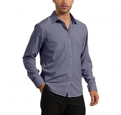 Xaatren 2 Pcs 남성용 드레스 셔츠 긴 소매 레귤러 피트 드레스 셔츠 링클 프리 버튼 다운 셔츠 공식 비즈니스 셔츠