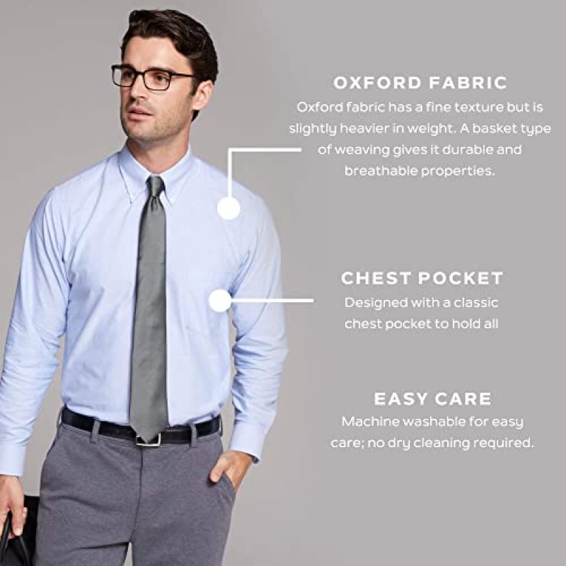 Van Heusen 남성 드레스 셔츠 반소매 옥스포드 솔리드