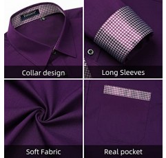 Enlision Mens Dress Shirts 정장 긴 소매 캐주얼 버튼 다운 셔츠 결혼식 졸업 비즈니스 턱시도 대비 셔츠