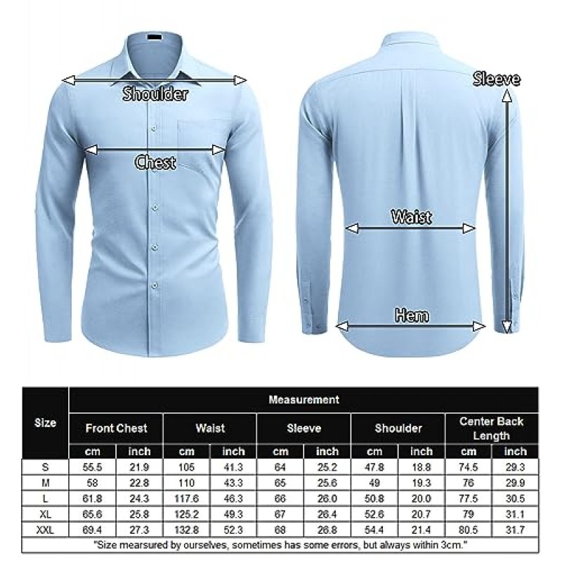 COOFANDY 남성 긴팔 버튼다운 셔츠 캐주얼 레귤러핏 옥스포드 드레스 셔츠