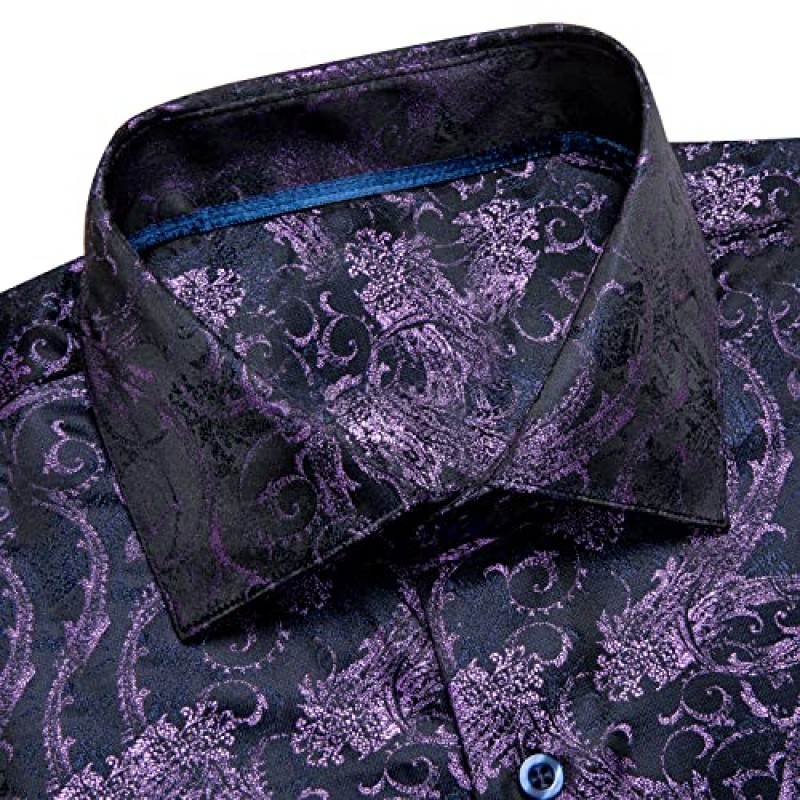 Dubulle Mens Dress Shirt 남성용 꽃 페이즐리 긴 소매 셔츠 캐주얼 버튼 다운 셔츠 웨딩 정장 슈트