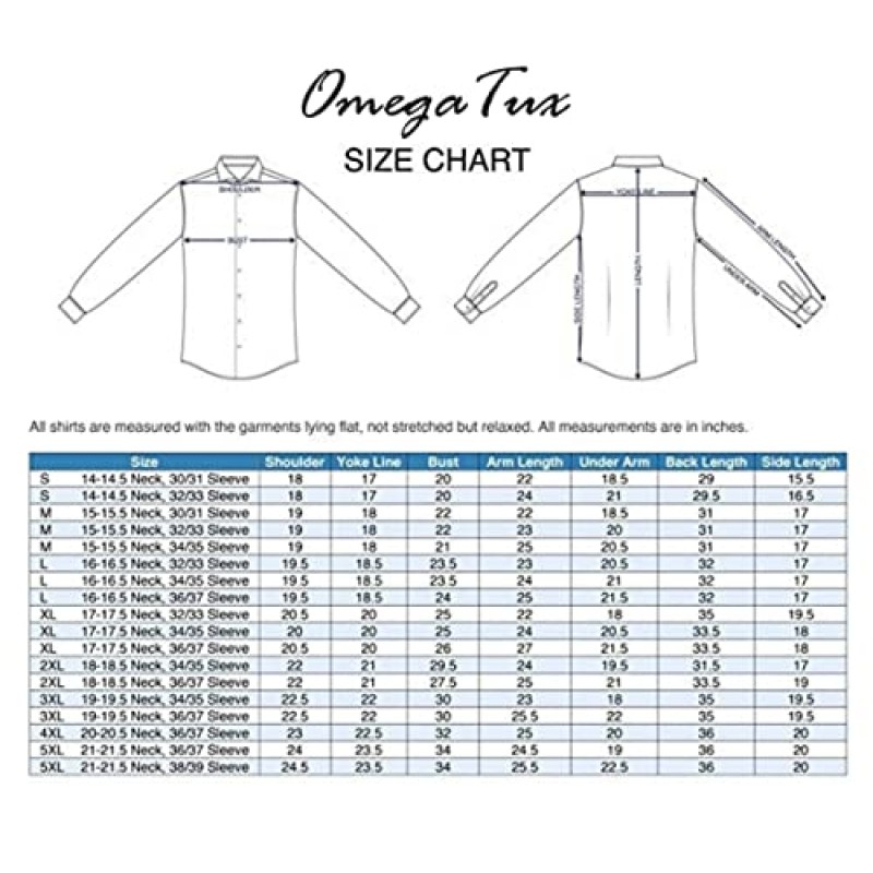 OmegaTux 남성용 레귤러핏 솔리드 드레스 셔츠(컨버터블 커프 포함)