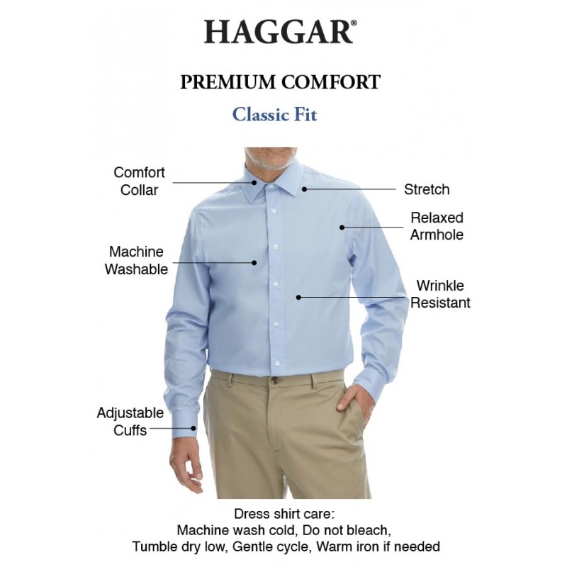 Haggar 남성 클래식핏 프리미엄 컴포트 버튼 다운 셔츠