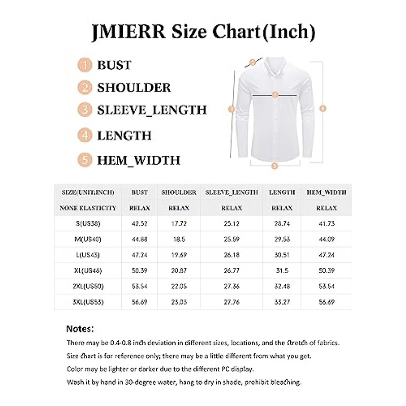 JMIERR 남성 코튼 린넨 버튼 다운 셔츠 캐주얼 세련된 긴 소매 비즈니스 드레스 셔츠