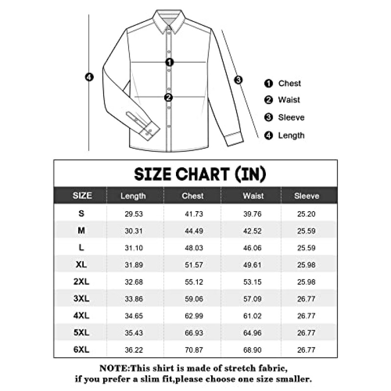 Alimens & Gentle 남성용 드레스 셔츠 슬림 피트 긴 소매 스트레치 링클 프리 솔리드 비즈니스 정장 캐주얼 버튼 다운 셔츠 A-Black