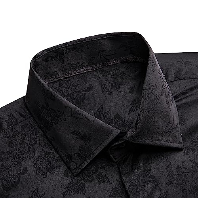 Dubulle Mens Dress Shirt 남성용 꽃 페이즐리 긴 소매 셔츠 캐주얼 버튼 다운 셔츠 웨딩 정장 슈트