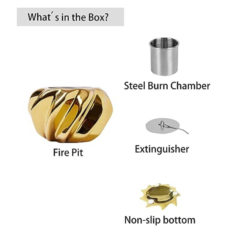 Sapbontchi 테이블 상단 화덕, 외부 파티오/실내 휴대용 탁상 화덕 황금색, 현대 홈 탁상 장식 정리 거실 다이닝 룸 파티오 발코니 뒷마당 정원용 소형 화덕