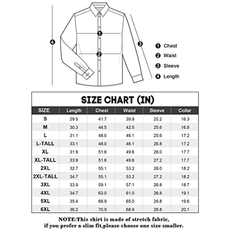 Alimens & Gentle 남성 드레스 셔츠 긴 소매 주름 방지 스트레치 비즈니스 정장 캐주얼 버튼 다운 셔츠 포켓 포함