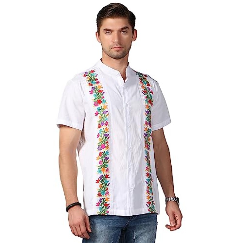 남성용 멕시코 셔츠 전통 남성용 Guayabera 드레스 셔츠 Mens Button Up Cinco De Mayo 셔츠 드레스 업 셔츠 Fiesta