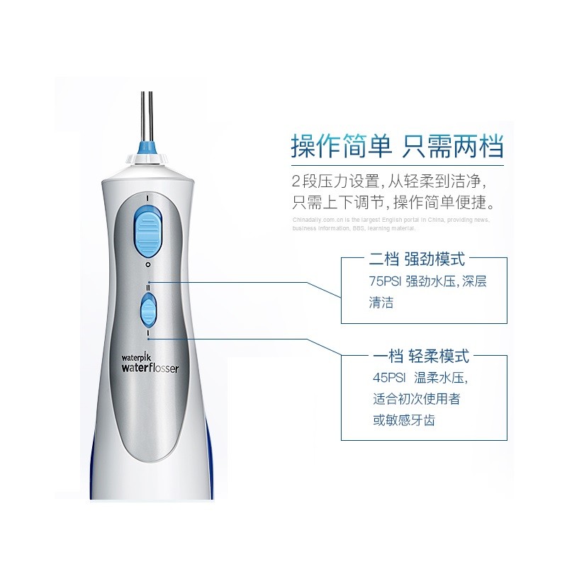 정품 관절 보호 미국 치아 클리너, 치아 세척기, 물 Flosser 450EC 치아 청소 휴대용 충전식 여행 팩