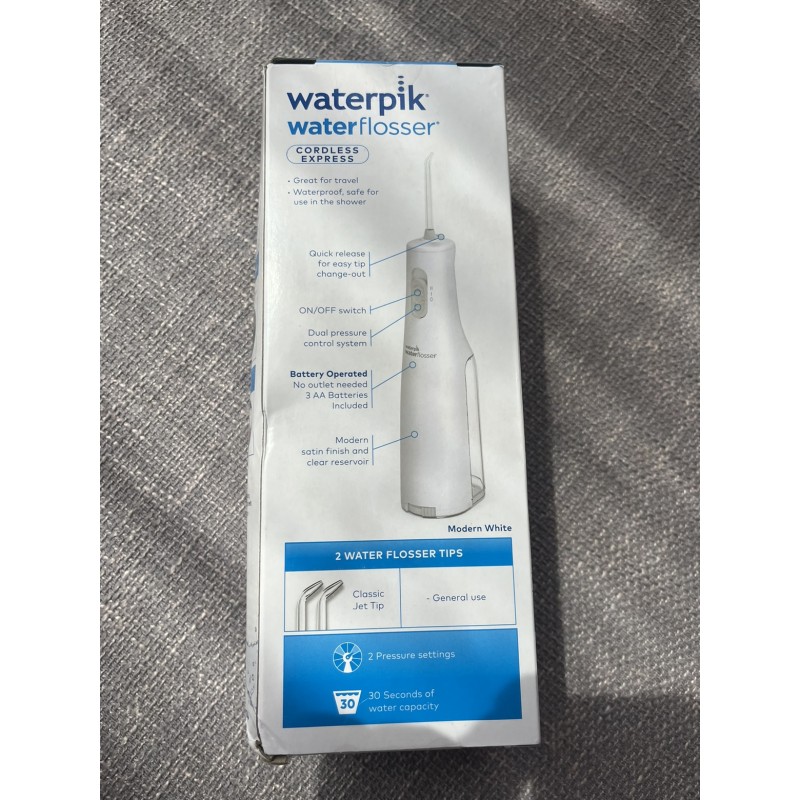 ‎재고 있음 waterpik 미국 버전 Cleanbi 무선 물 Flosser 휴대용 화이트 WF-02, 배터리 버전