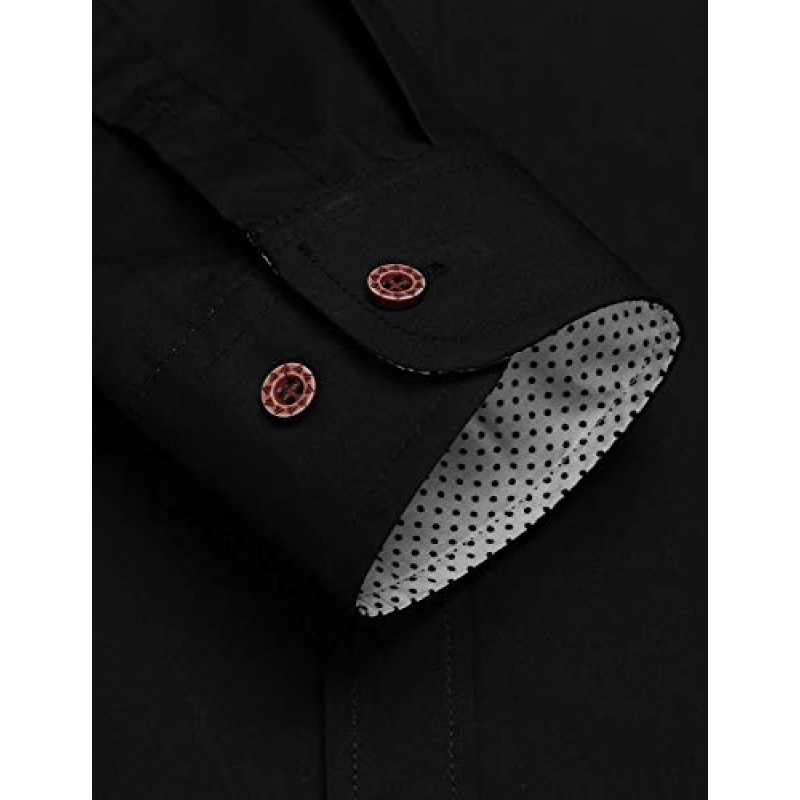 Tinkwell 남성용 긴 소매 캐주얼 버튼 다운 셔츠 포켓이 있는 레귤러핏 코튼 드레스 셔츠