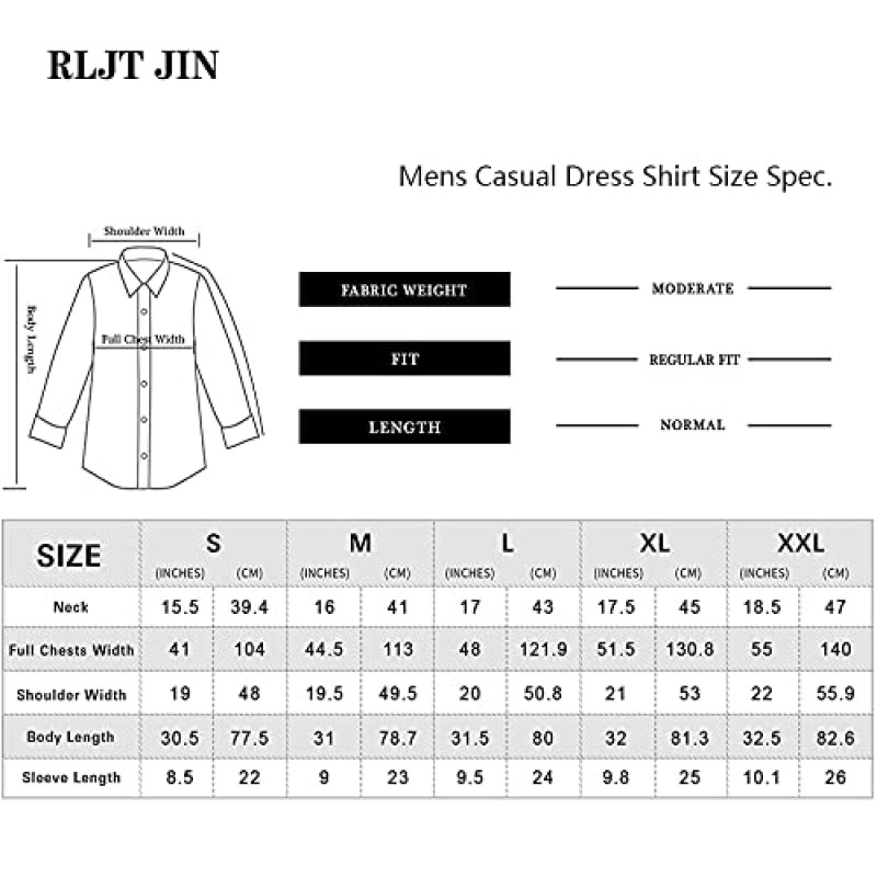 RLJT JIN 남성 반팔 드레스 셔츠 레귤러핏 남성 캐주얼 버튼다운 셔츠