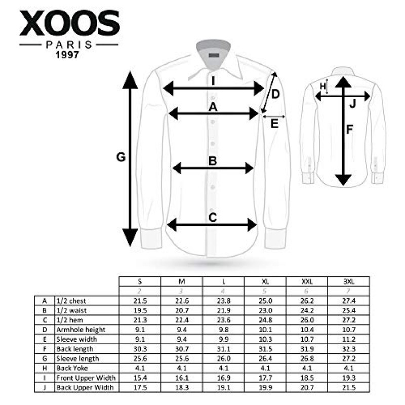 Xoos Paris - 남성 핏 셔츠 긴 소매 이탈리안 칼라 - 꽃무늬 인테리어 칼라가 있는 화이트/다크 블루