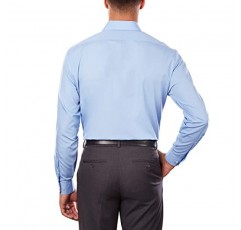 Van Heusen 남성 포플린 레귤러핏 솔리드 포인트 칼라 드레스 셔츠, 화이트/카메오 블루, 18.5