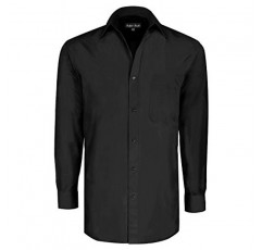 Milano Moda 솔리드 드레스 셔츠, 타이, 손수건 & 프렌치 커프스SG27-Black-16-16 1/2-34-35