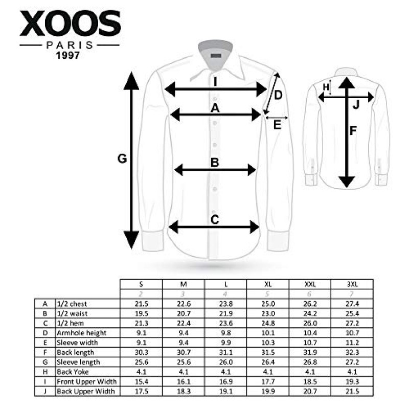 Xoos Paris - 남성 핏 프린트 셔츠 긴 소매 핏 프렌치 칼라 - 화이트/블루 모양
