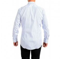 휴고보스 남성 장고 슬림핏 스트라이프 긴 소매 드레스 셔츠 미국 16.5 IT 42 블루/화이트