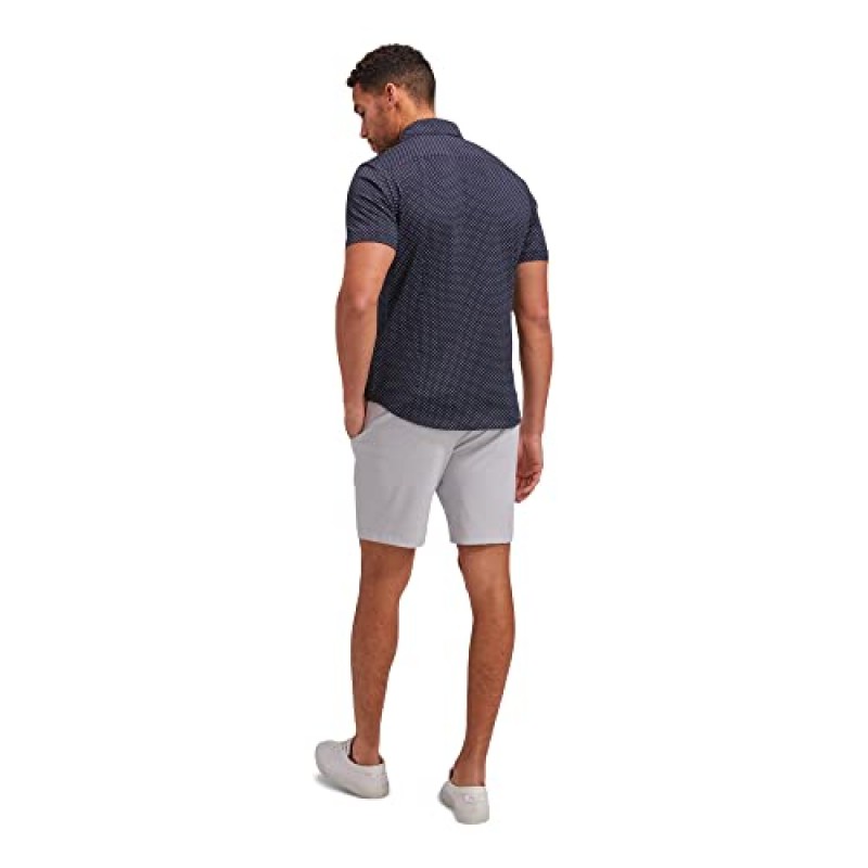 Mizzen+Main 남성용 퍼포먼스 드레스 셔츠 트림핏 - 머신 워시, 4방향 스트레치, 링클 프리 - Halyard 반소매 컬렉션
