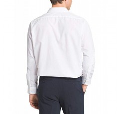 Van Heusen 남성 포플린 레귤러핏 솔리드 포인트 칼라 드레스 셔츠, 화이트/그레이 스톤/페르시안 블루, 16.5