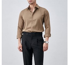 LIUZH 남성 셔츠 실키 드레이프 비즈니스 포멀 셔츠 아이스 실크 캐주얼 셔츠 봄 여름 (색상 : D, 사이즈 : XXLcode)