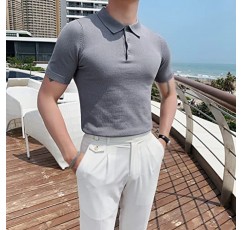 YTYZC 셔츠 남성 여름 슬림핏 반팔 캐주얼 비즈니스 정장 남성 의류 (색상 : E, 사이즈 : L)