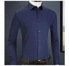 TREXD 남성 비즈니스 사무복 포멀 셔츠 클래식 긴팔 솔리드 드레스 셔츠 스탠다드핏 (색상 : D, 사이즈 : 43code)
