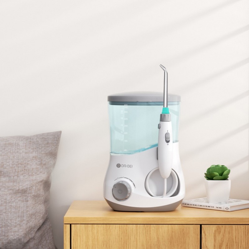 Dr. Bei 무단계 압력 조정 홈 데스크탑 YF4 치간 물 flosser 구강 청소 미적분 스프레이 치아 클리너