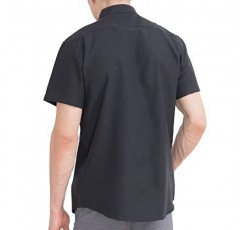 옥스포드 남성용 드레스 셔츠, 4 팩, 짧은 소매 버튼 다운, 크고 큰 사이즈의 캐주얼 핏, 솔리드 모던 색상