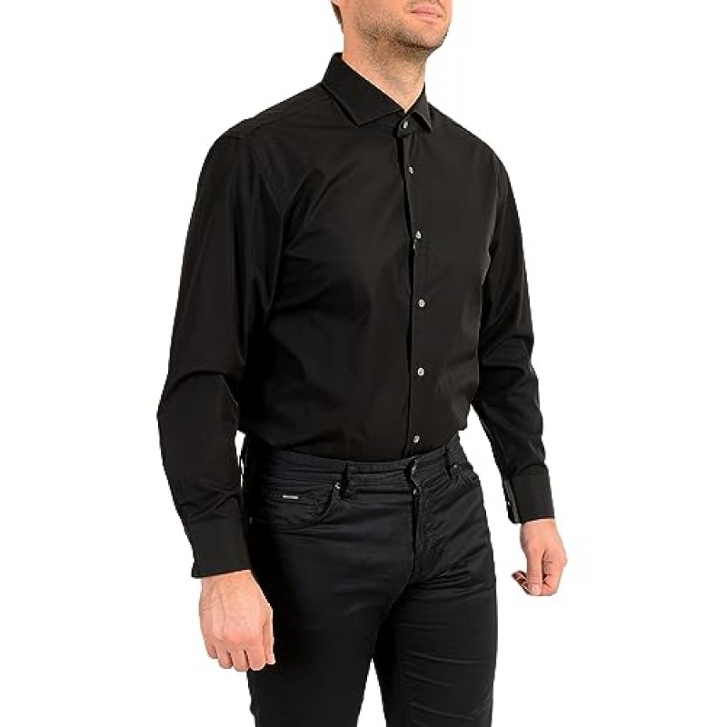 휴고보스 남성 마크 US 블랙 샤프핏 긴 소매 드레스 셔츠 US 15.5 IT 39 (32/33)