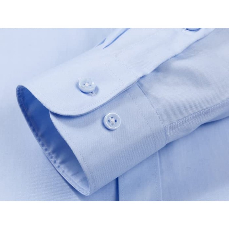 남성용 비철 긴 소매 솔리드 오피스 드레스 셔츠 포켓리스 스탠다드 핏 공식 비즈니스 클래식 셔츠