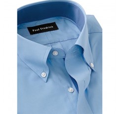 Paul Fredrick 남성 슬림핏 코튼 솔리드 드레스 셔츠