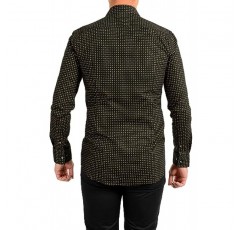 휴고 보스 남성 제이슨 슬림핏 기하학 프린트 드레스 셔츠 미국 15.5 IT 39 블랙/골드