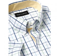 Paul Fredrick 남성 슬림핏 논아이언 코튼 태터솔 드레스 셔츠